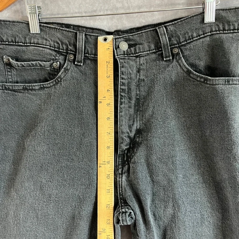 Levis 505 Regular Fit Mens 38x30 Black Faded Denim Jeans Casual Pants 00505-2913